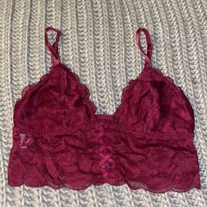 Maroon floral lace bralette